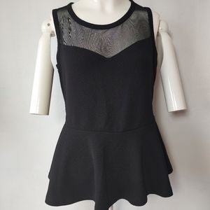 Forever 21 Black with Sheer Peplum Top Size XL